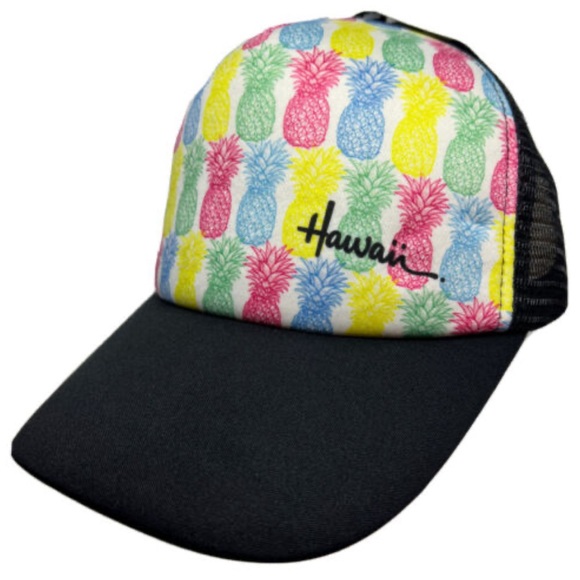 Surfware Hawaii Multicolor Pineapple Mesh Snapback Trucker Hat Adjustable Cap - Picture 2 of 2